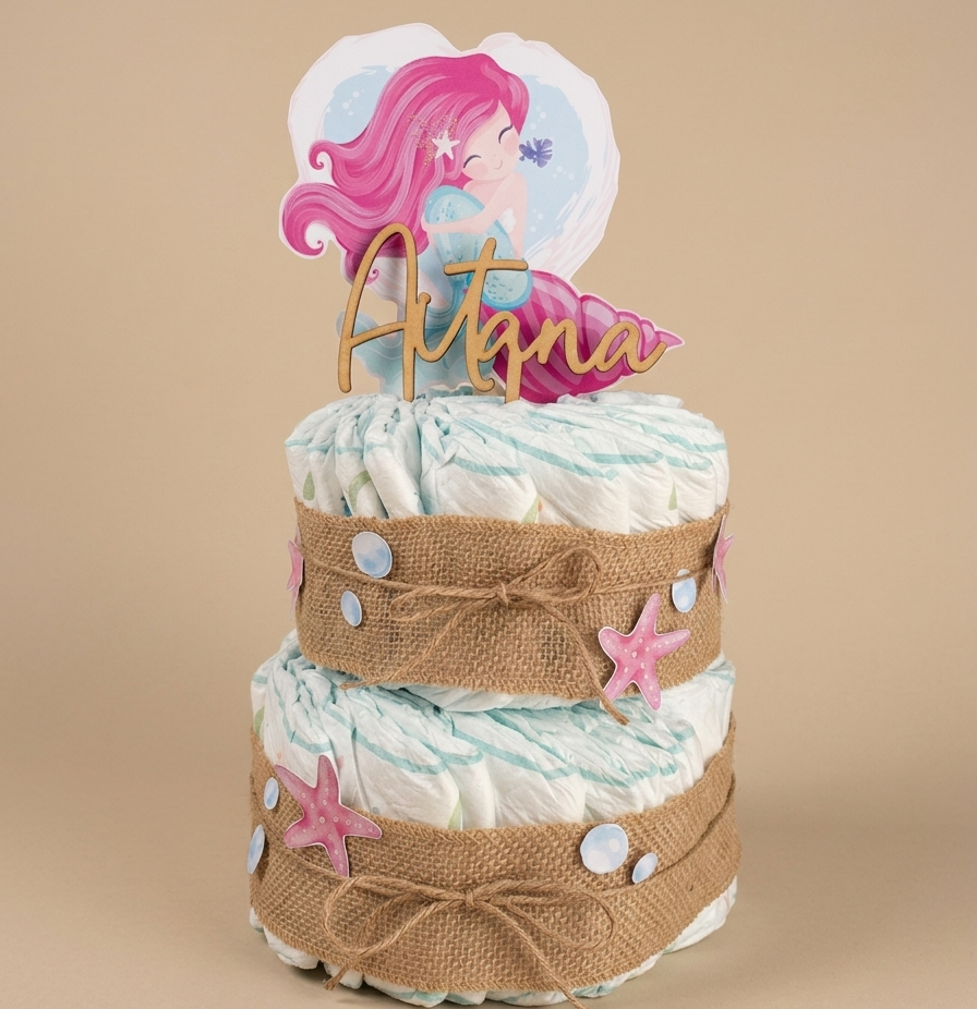 TARTA DE PAÑALES SIRENA